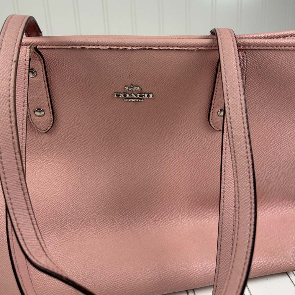 Coach Pink Y2K Crossgrain Leather Large City Zip Tote Shoulder Bag - Picture 9 of 12